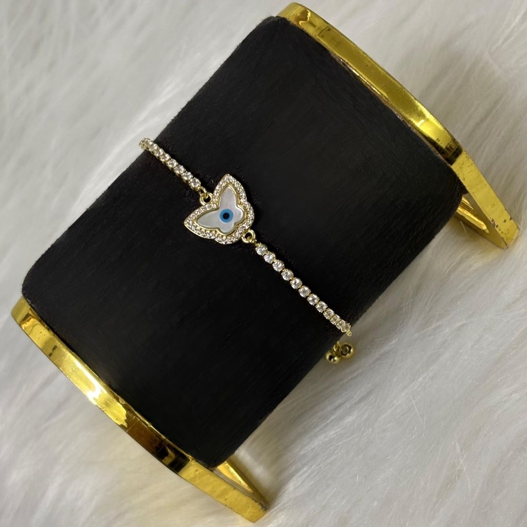 Evil Eye Butterfly Bracelet with Cubic Zirconia
