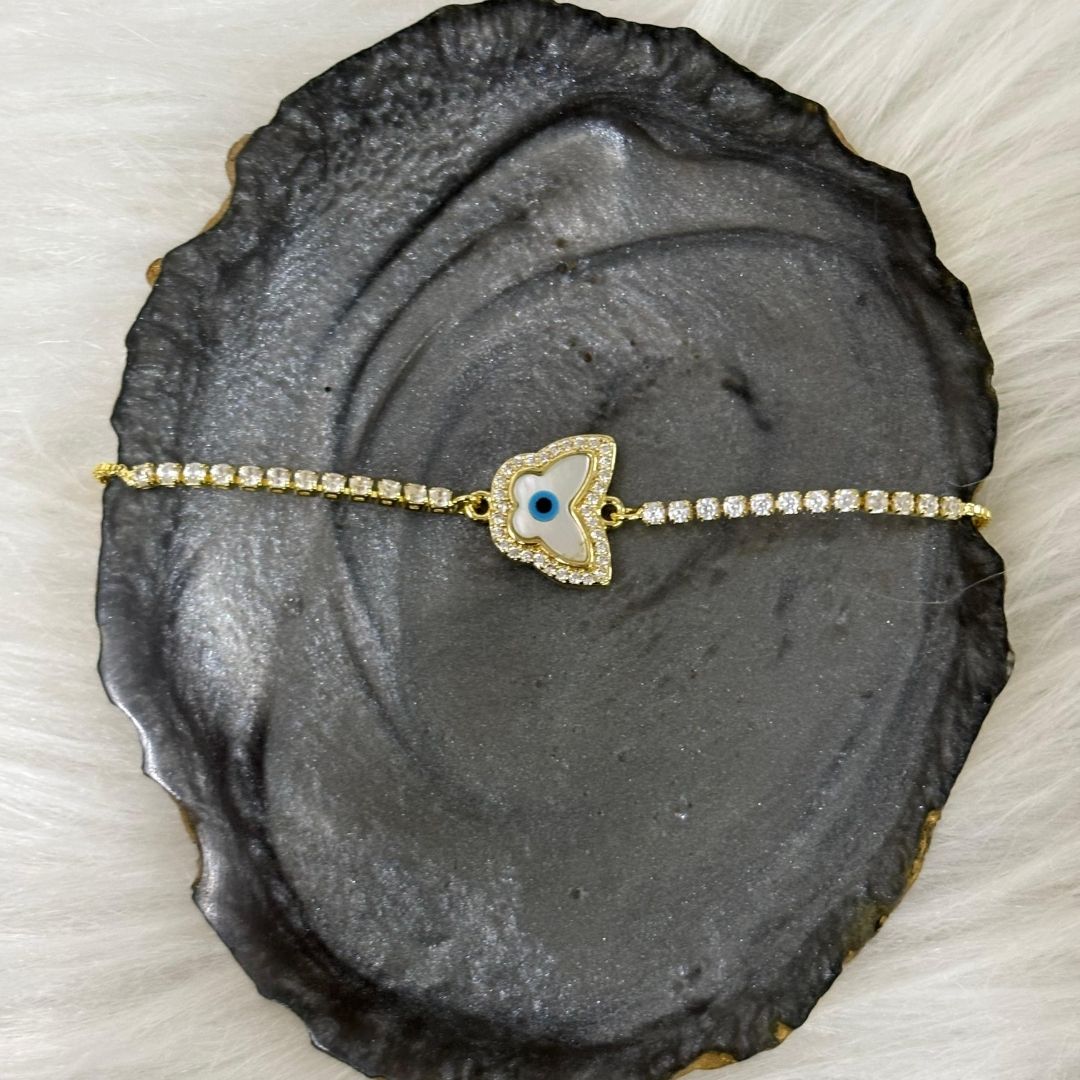 Evil Eye Butterfly Bracelet with Cubic Zirconia