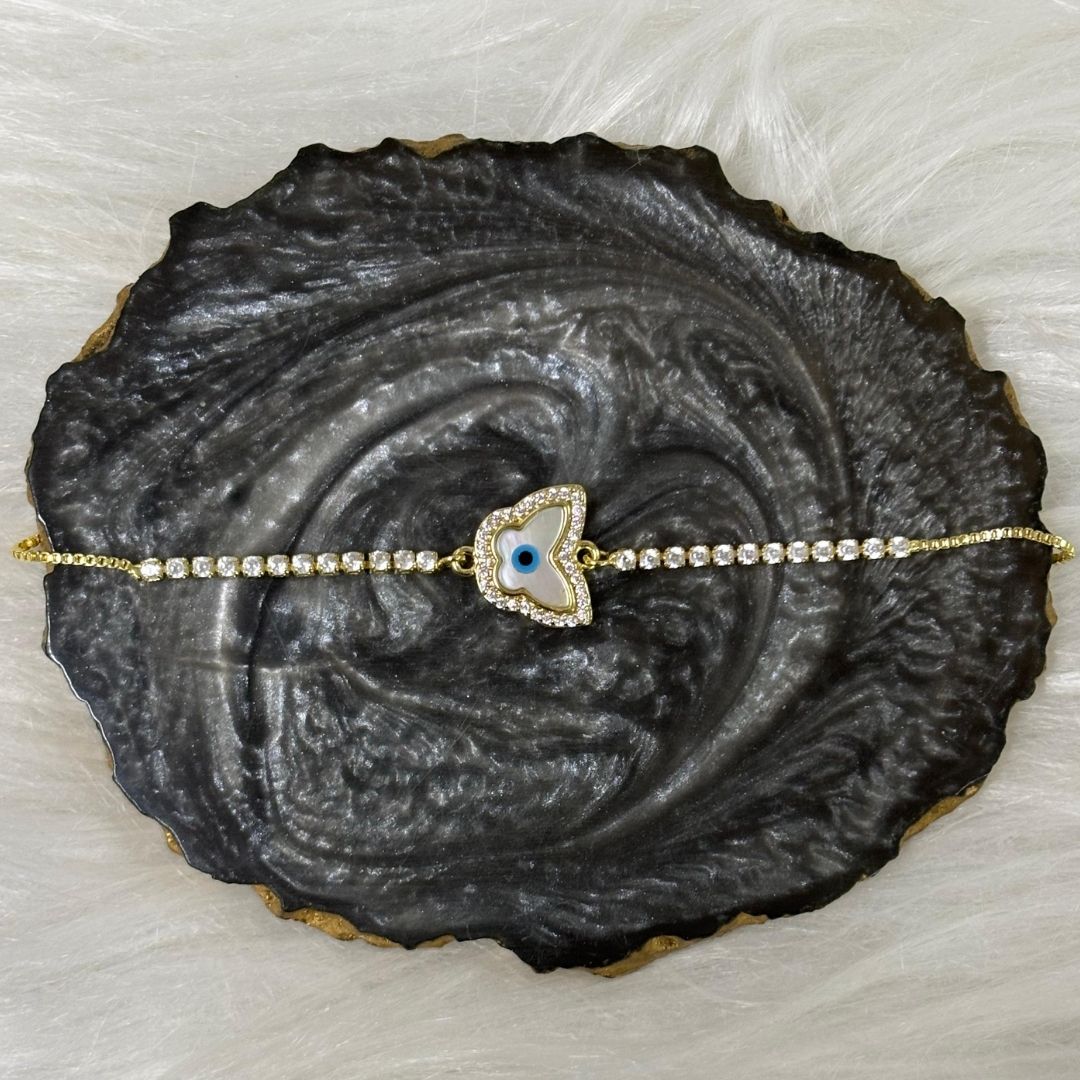 Evil Eye Butterfly Bracelet with Cubic Zirconia