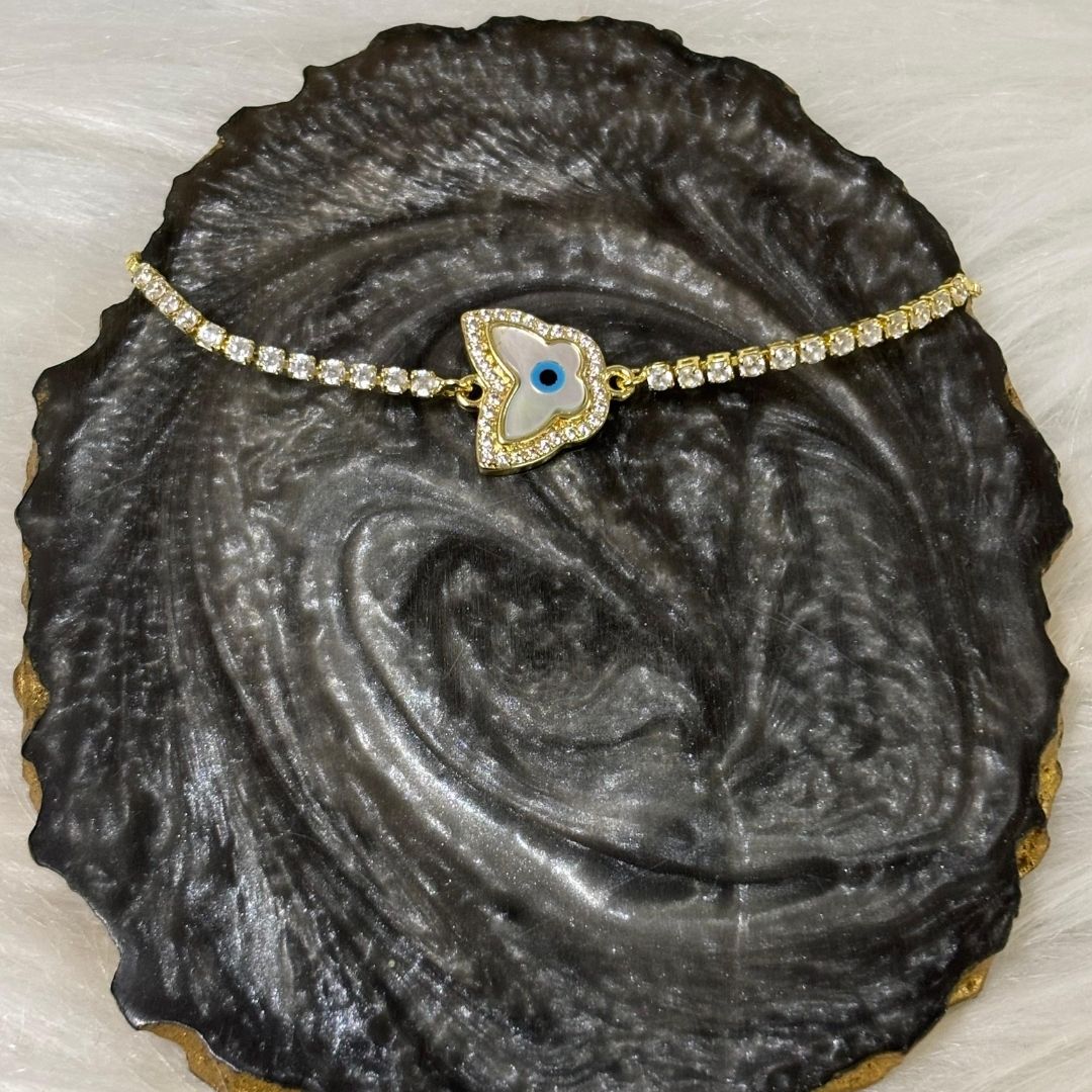 Evil Eye Butterfly Bracelet with Cubic Zirconia