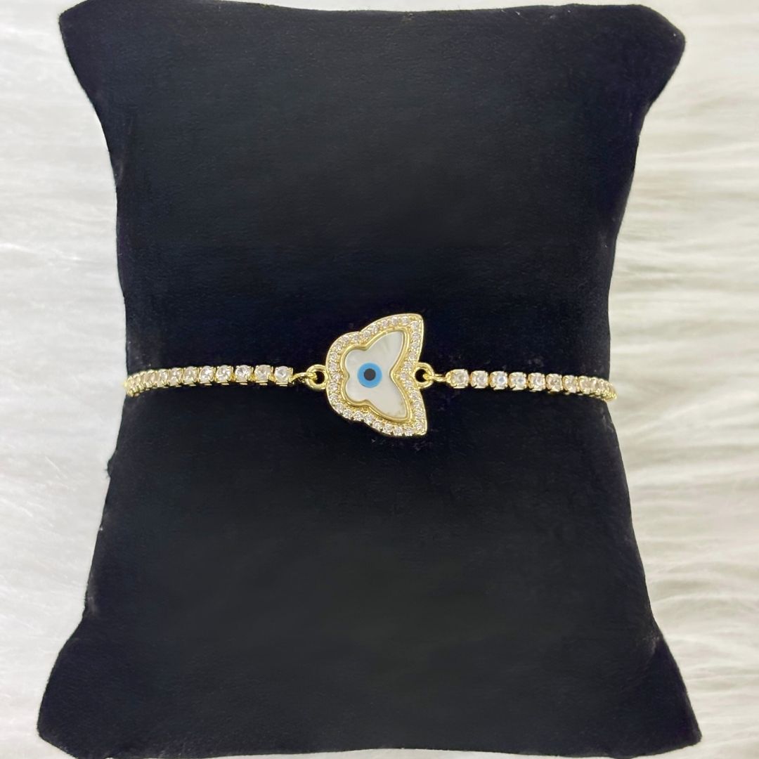 Evil Eye Butterfly Bracelet with Cubic Zirconia