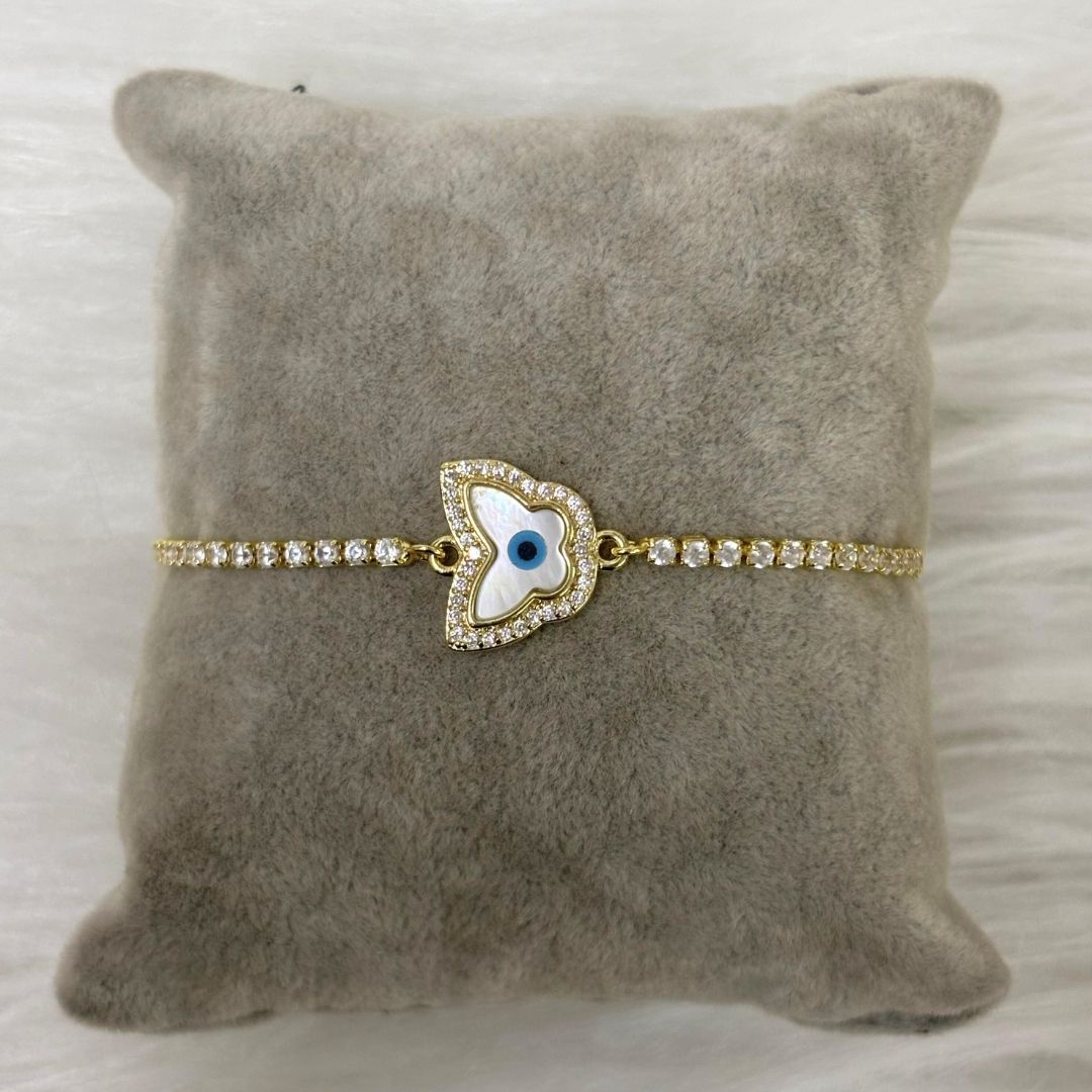 Evil Eye Butterfly Bracelet with Cubic Zirconia