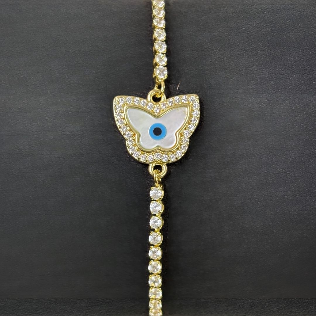 Evil Eye Butterfly Bracelet with Cubic Zirconia