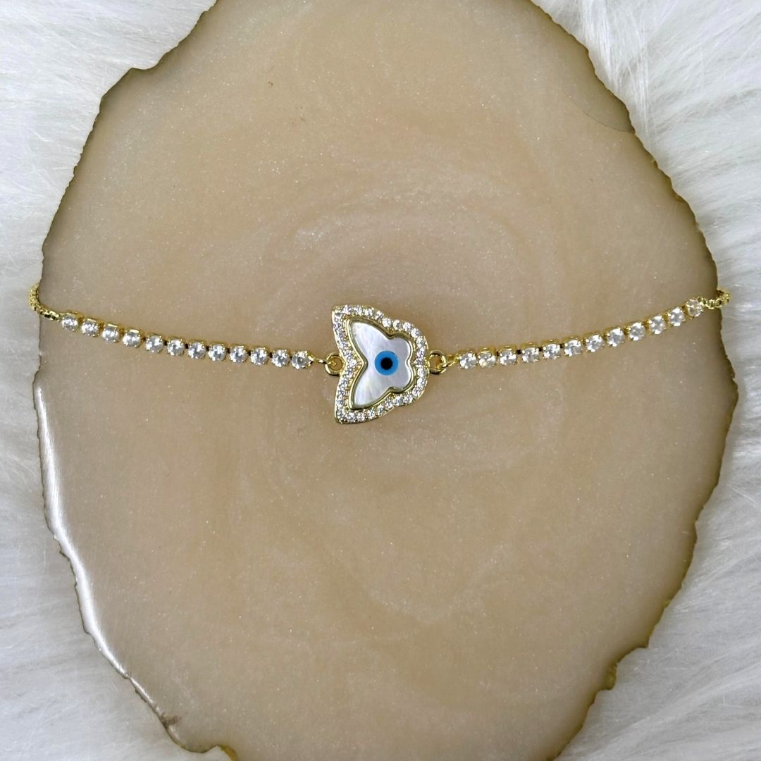 Evil Eye Butterfly Bracelet with Cubic Zirconia