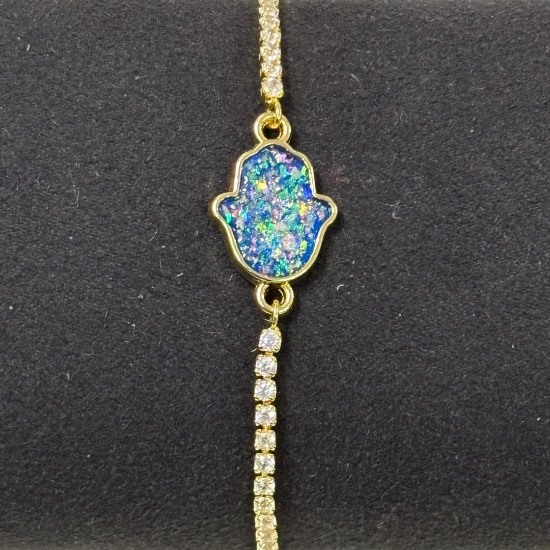 Dazzling Gold-Plated Hamsa Bracelet