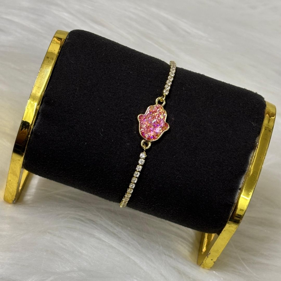 Dazzling Gold-Plated Hamsa Bracelet