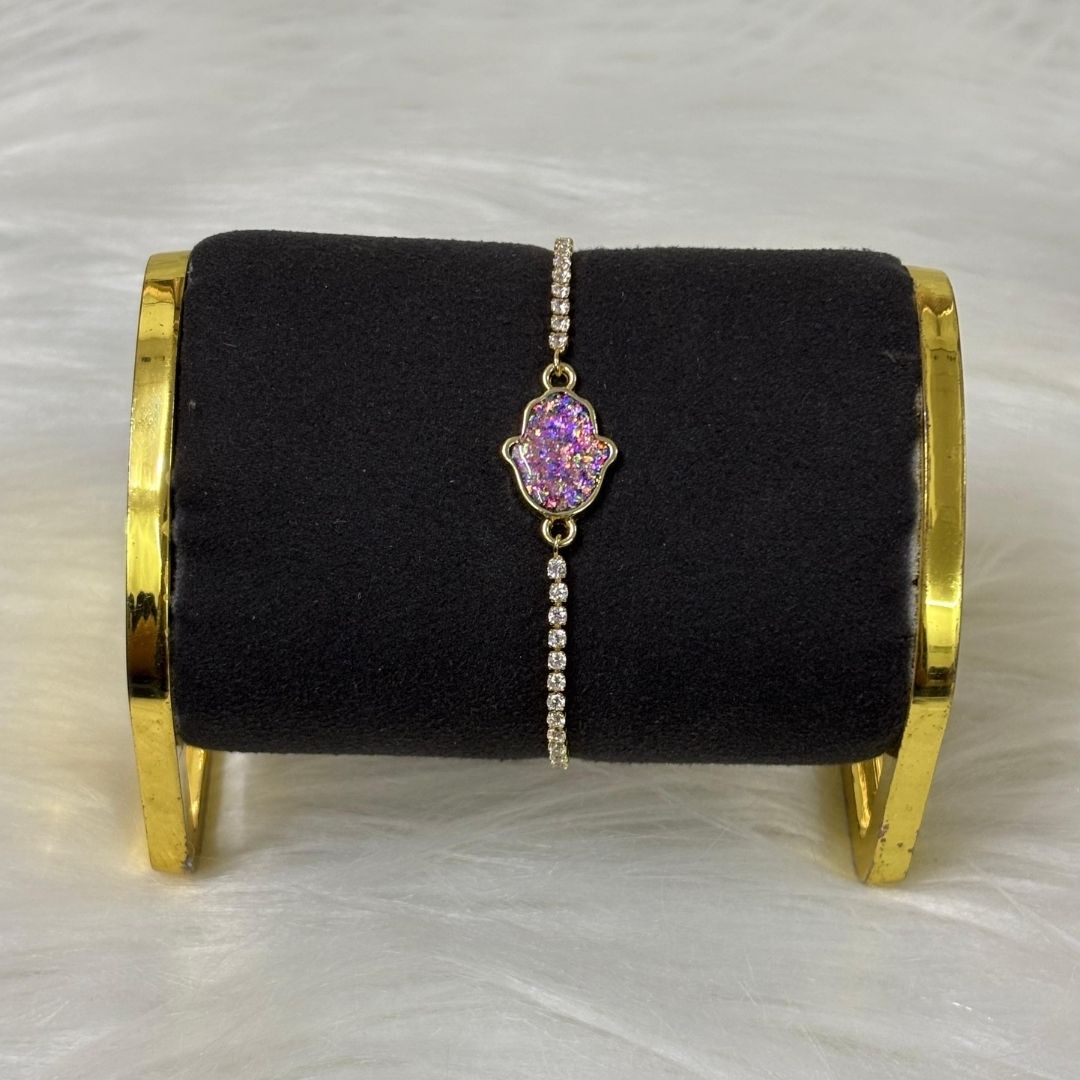 Dazzling Gold-Plated Hamsa Bracelet
