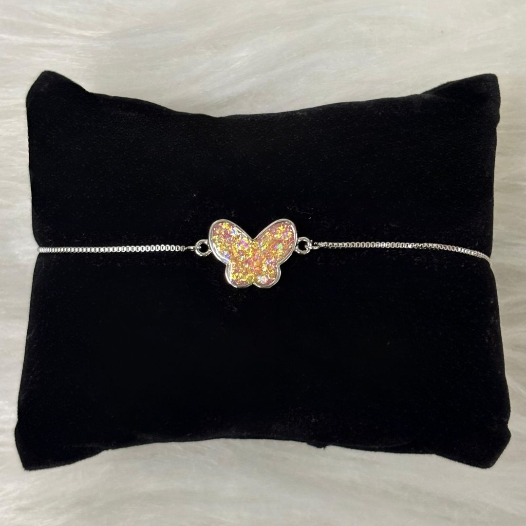Rhodium-Plated Butterfly Bracelet