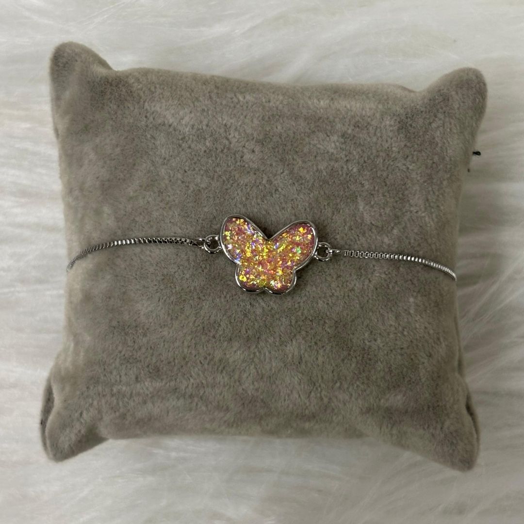 Rhodium-Plated Butterfly Bracelet