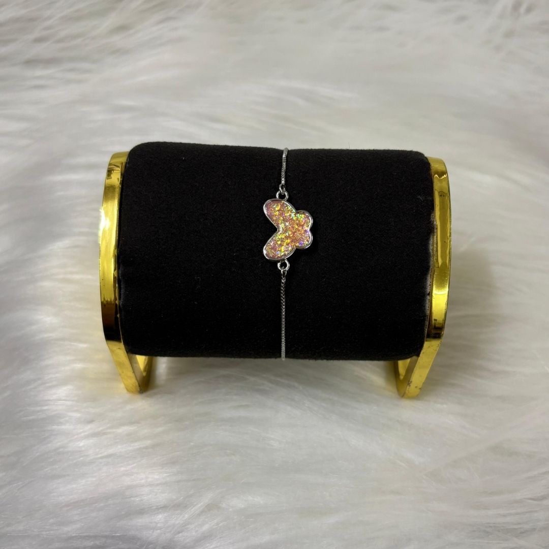 Rhodium-Plated Butterfly Bracelet