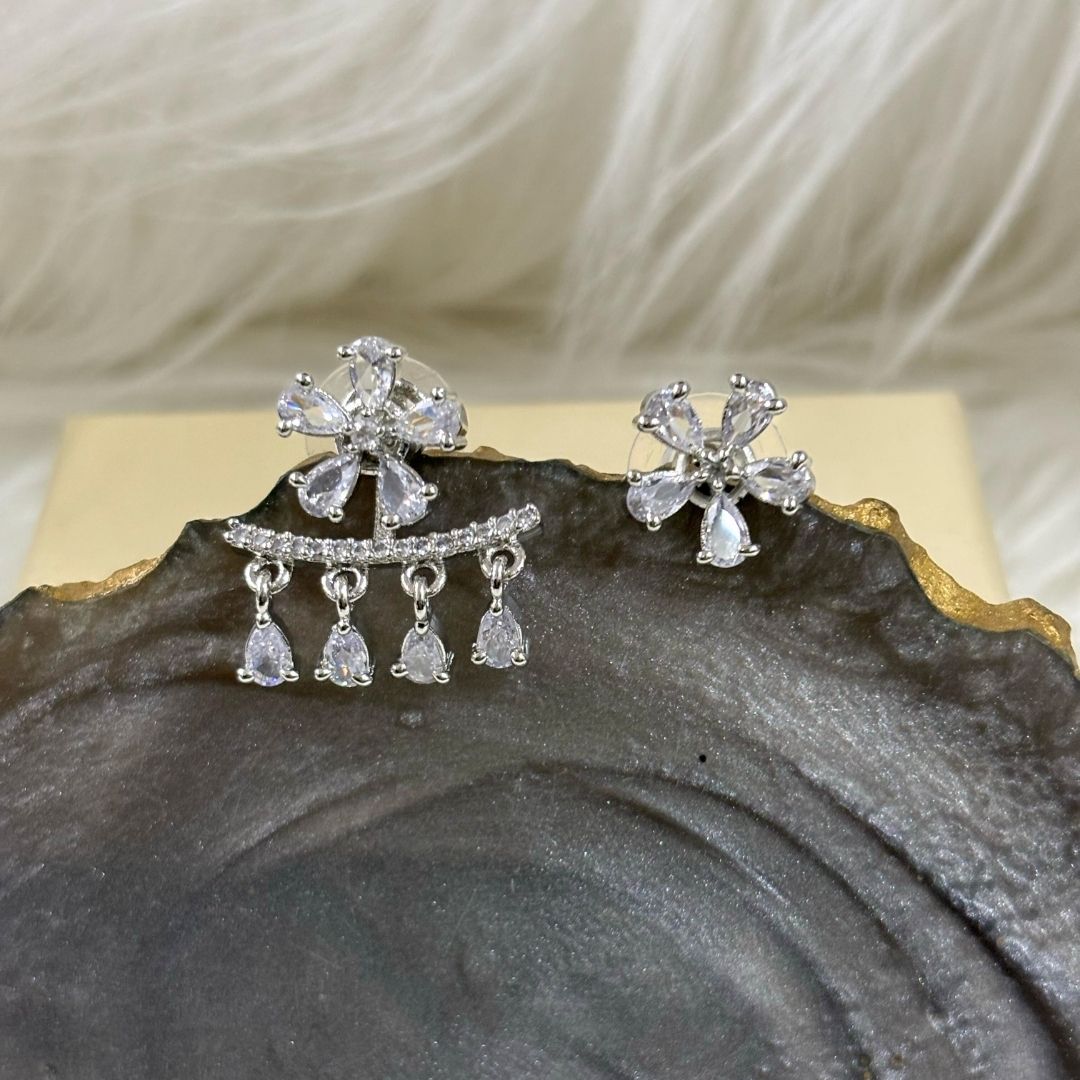 Rhodium Plated Cubic Zirconia Earring