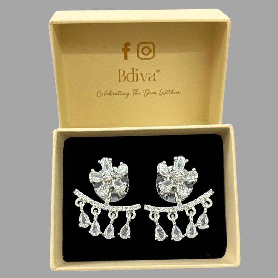 Rhodium Plated Cubic Zirconia Earring