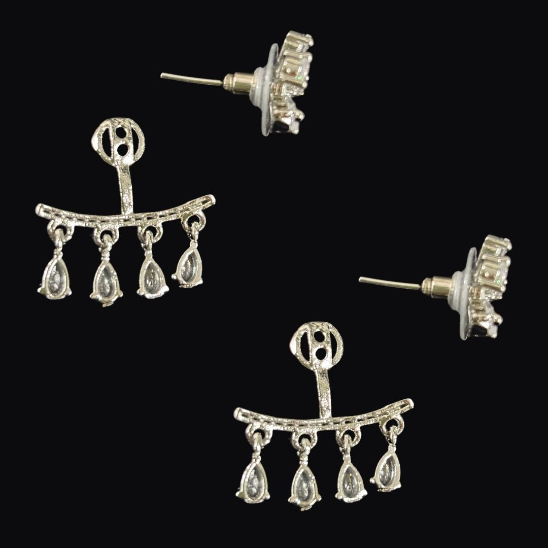 Rhodium Plated Cubic Zirconia Earring