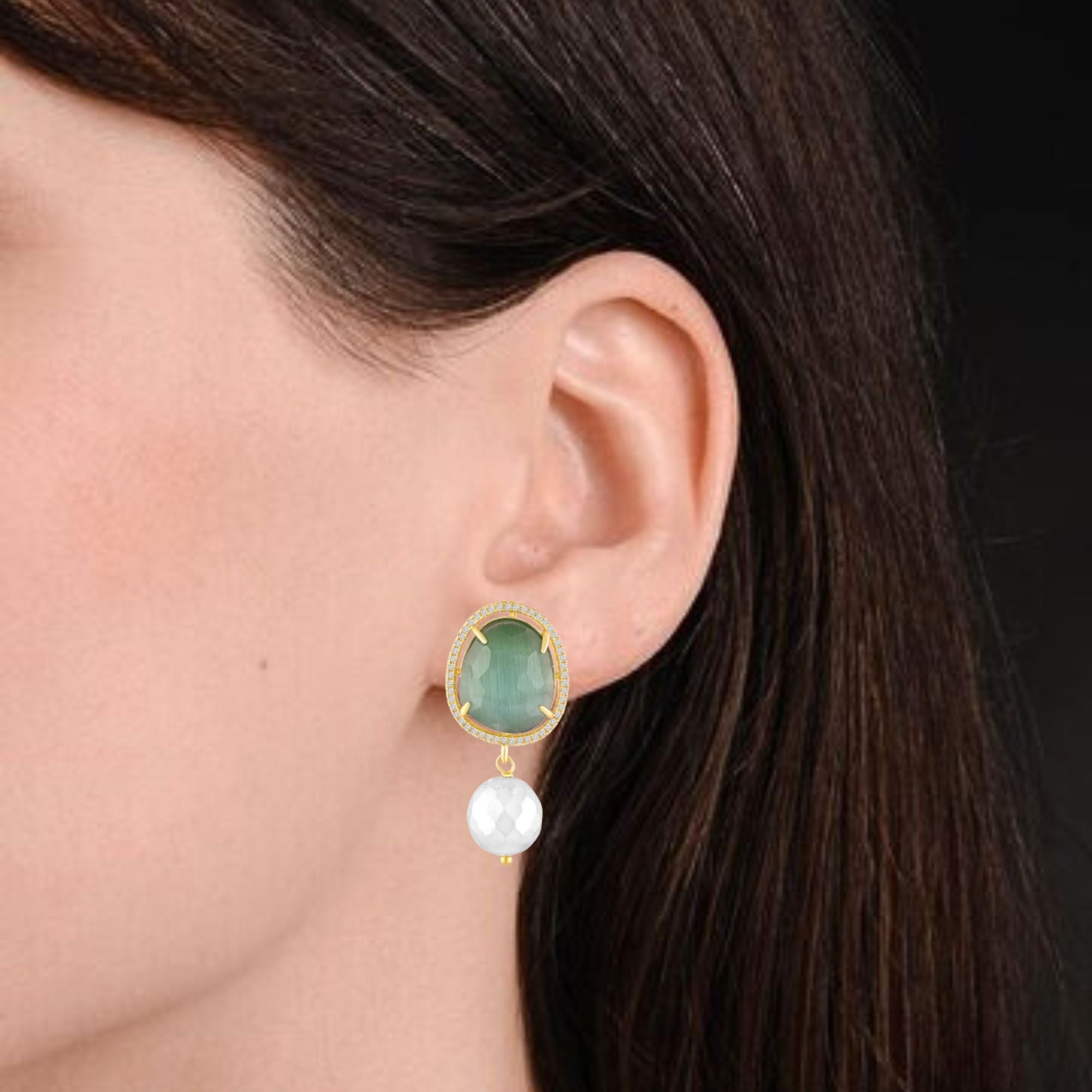 Gold Plated Emerald Earrings