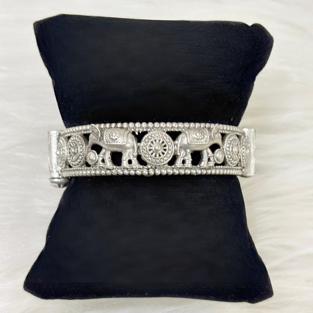 Oxidized Elephant Statement Bangle