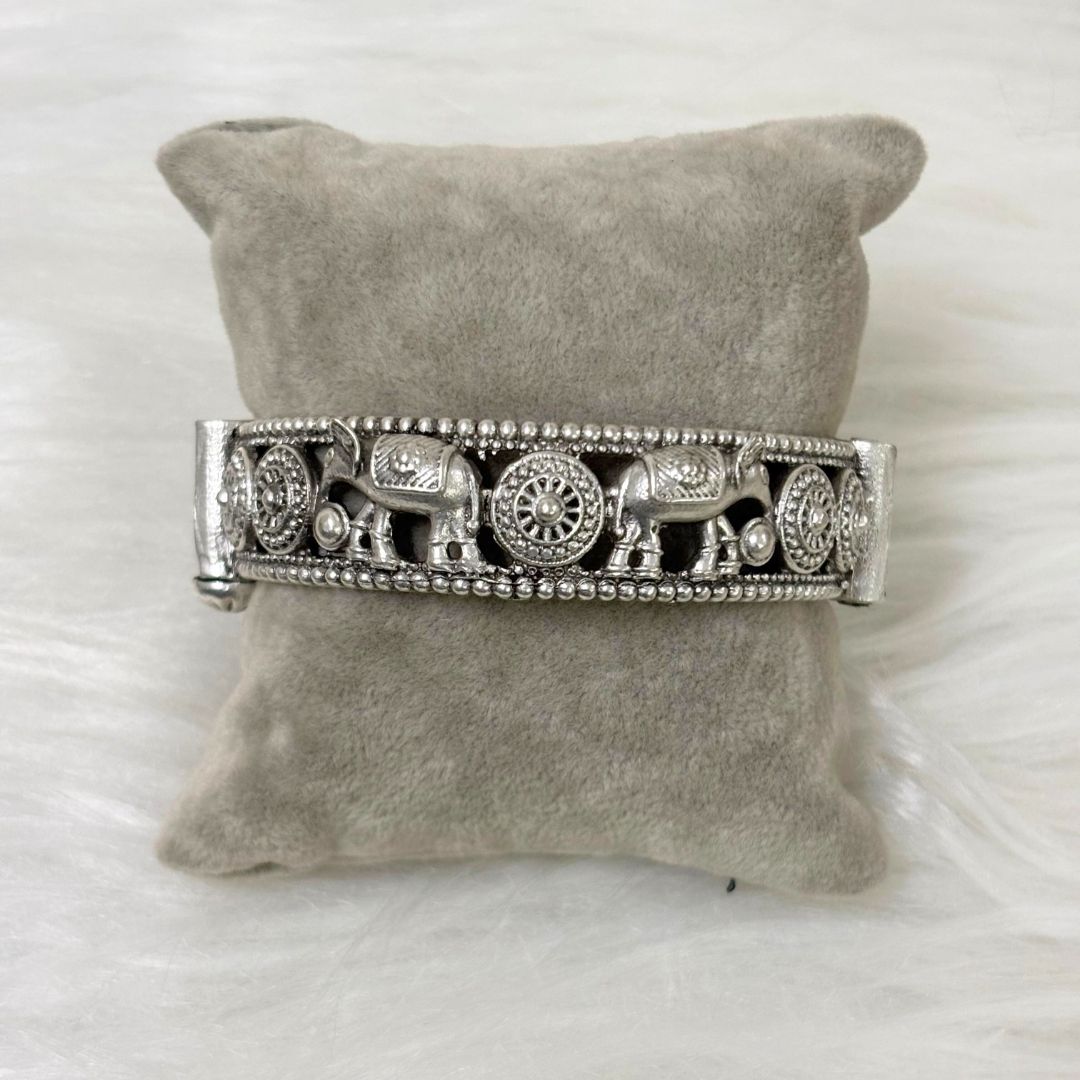 Oxidized Elephant Statement Bangle