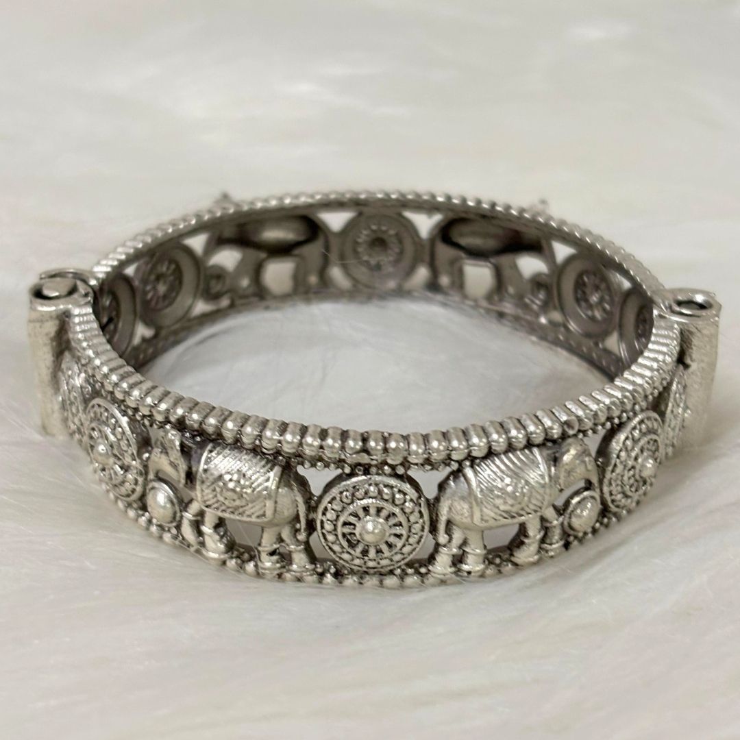 Oxidized Elephant Statement Bangle