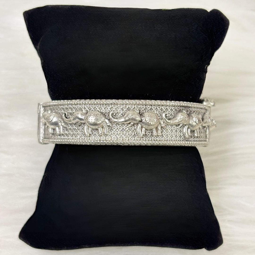 Oxidized Elephant Statement Bangle