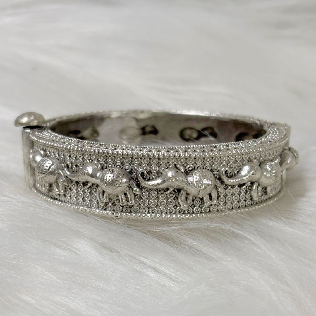 Oxidized Elephant Statement Bangle