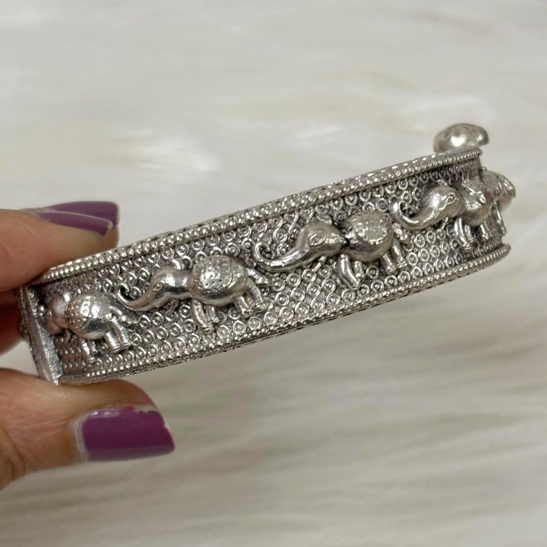 Oxidized Elephant Statement Bangle