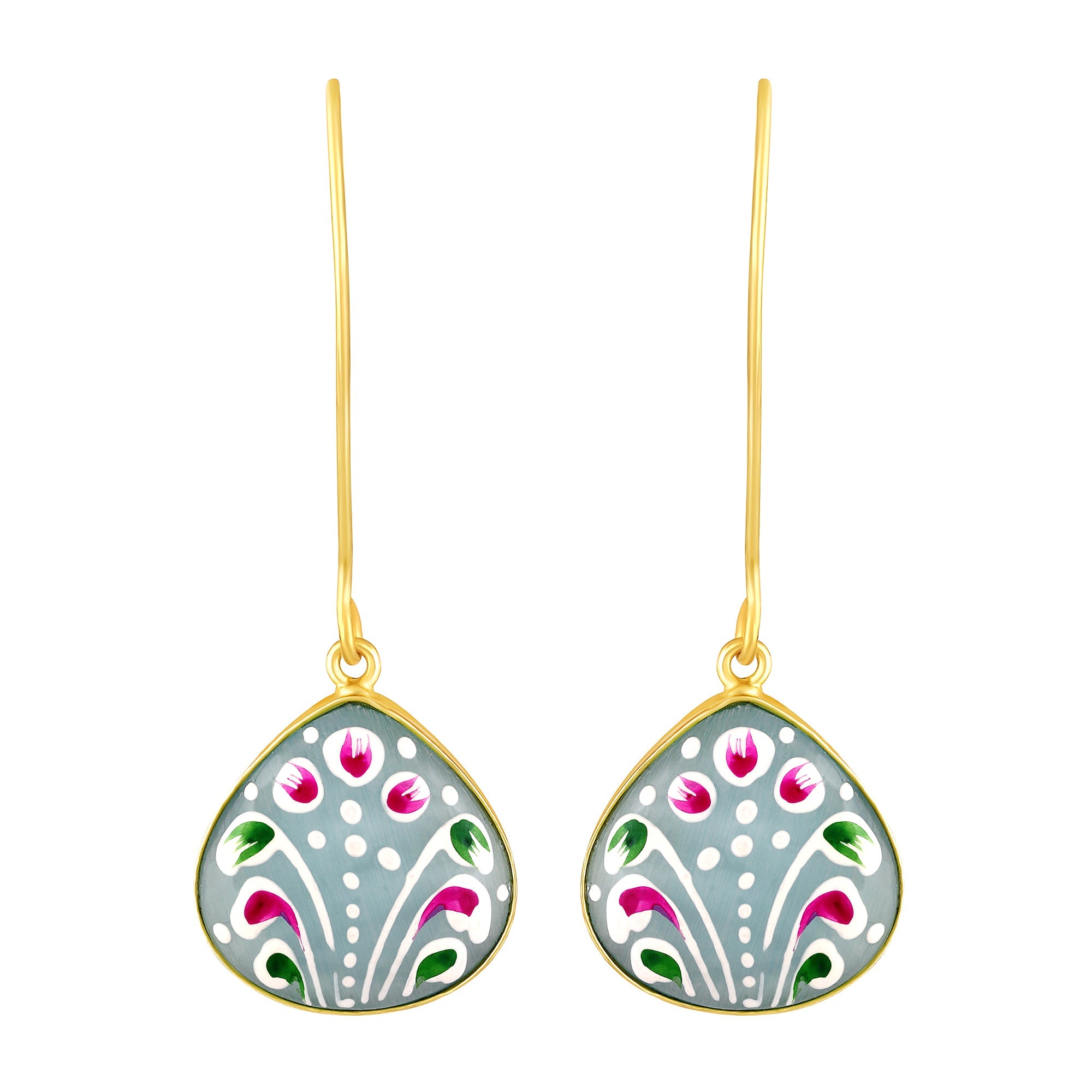 Gold Plated Hand-Painted Earrings