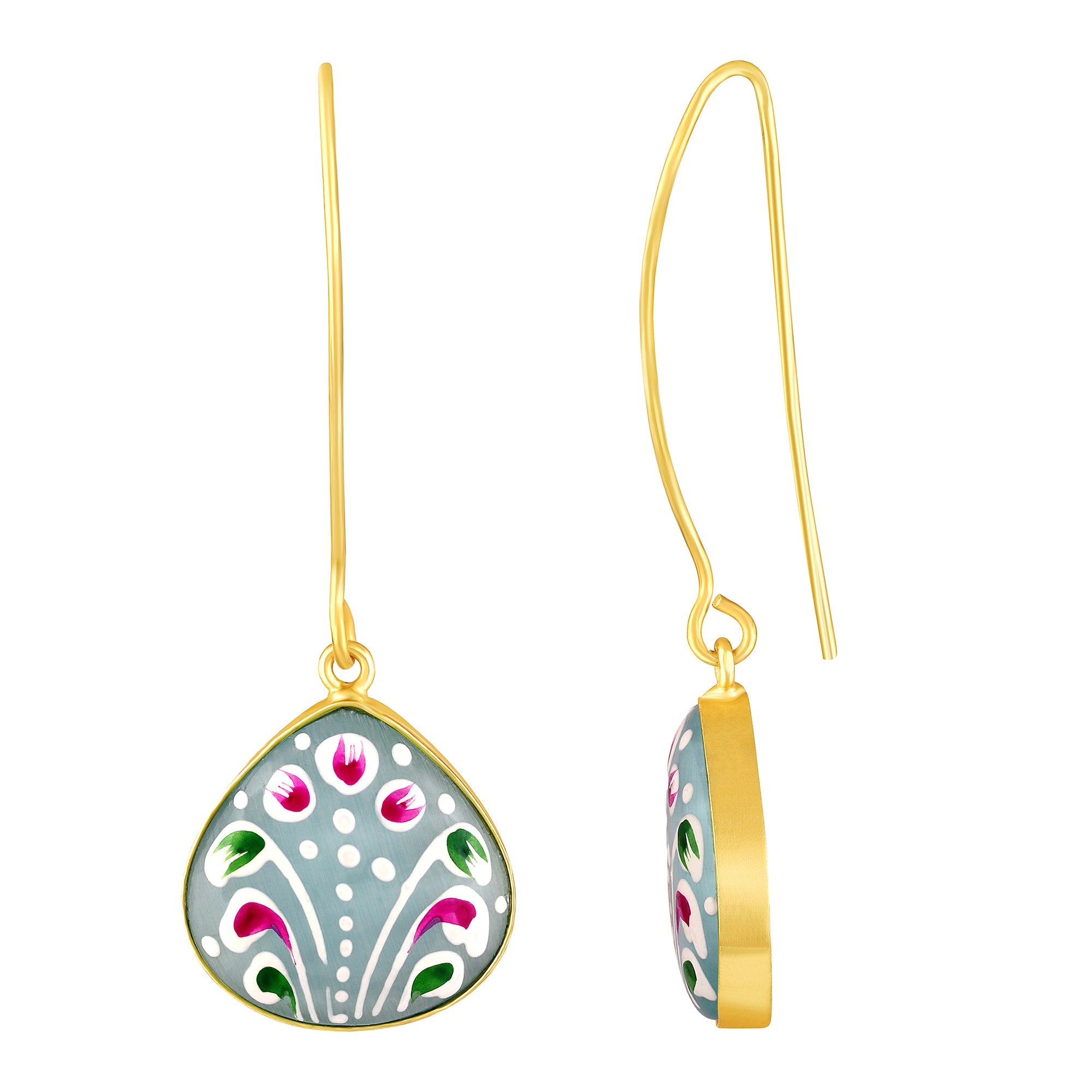 Gold Plated Hand-Painted Earrings
