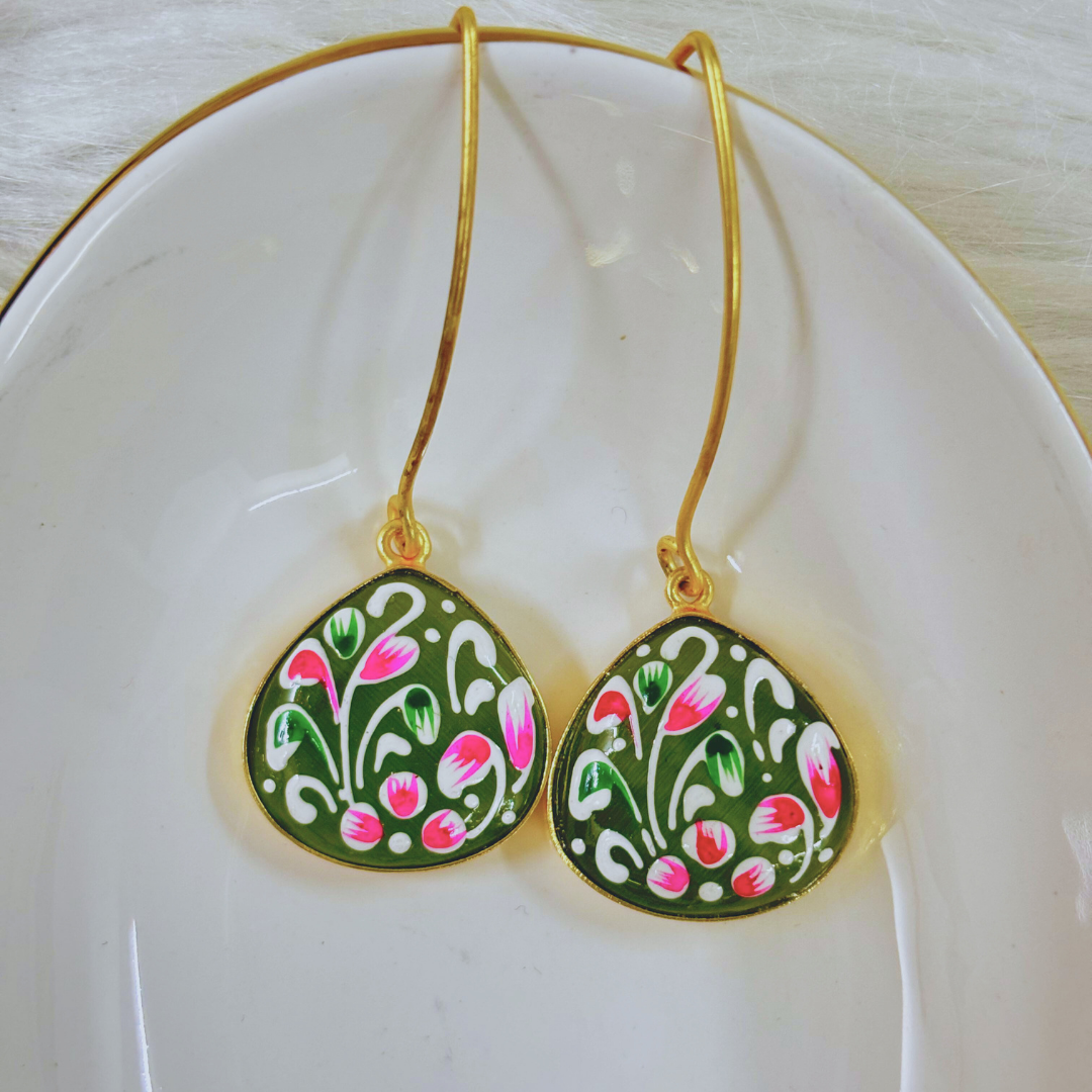Gold Plated Hand-Painted Earrings