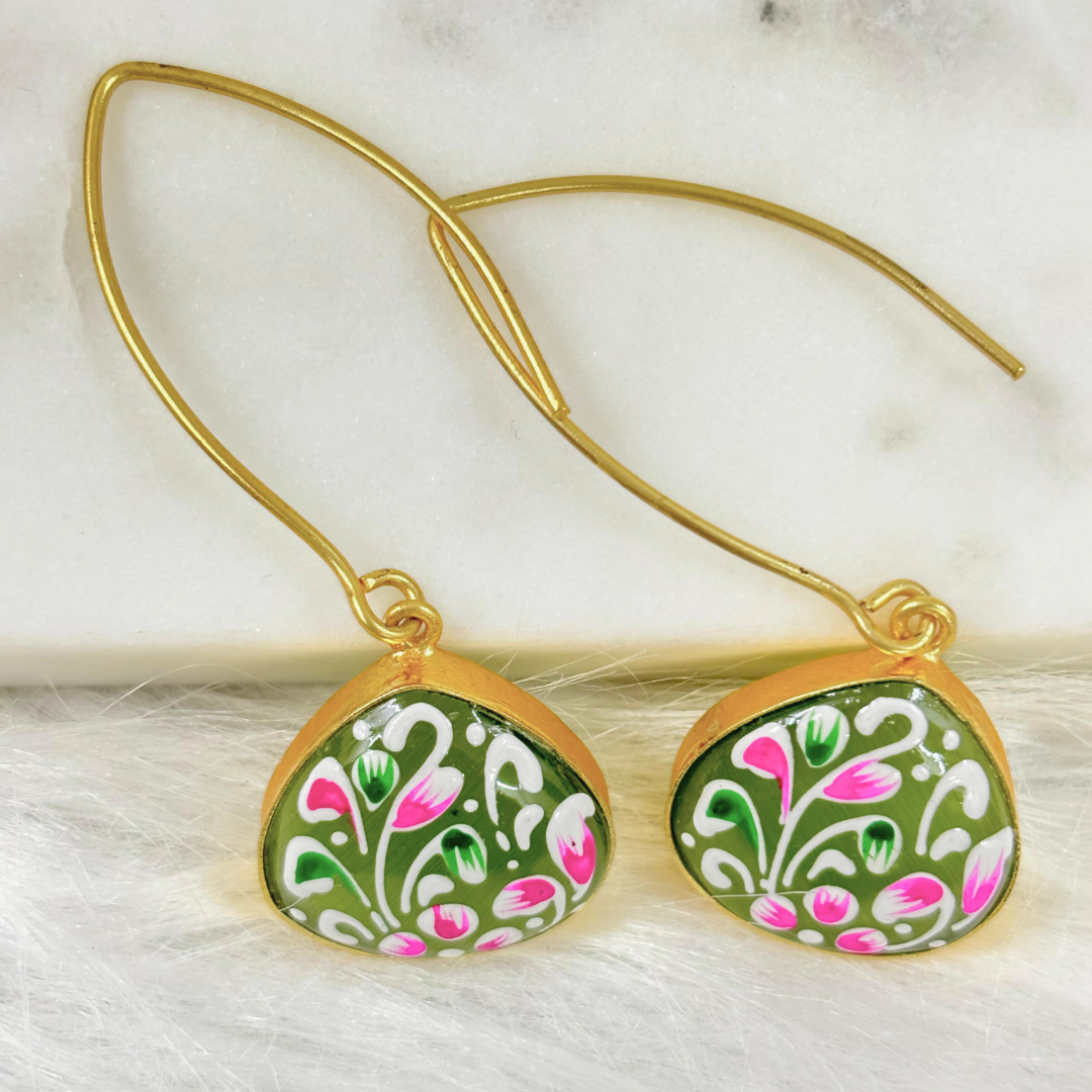 Gold Plated Hand-Painted Earrings