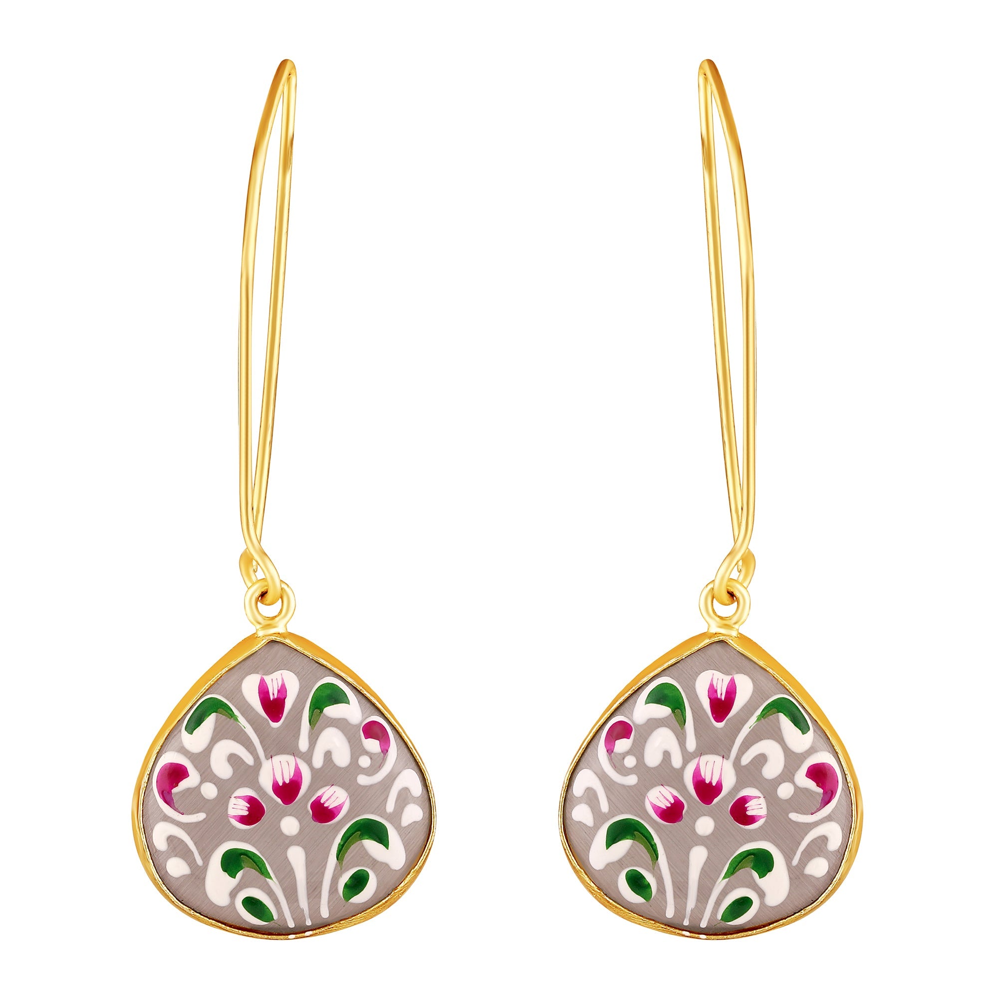 Gold Plated Hand-Painted Earrings