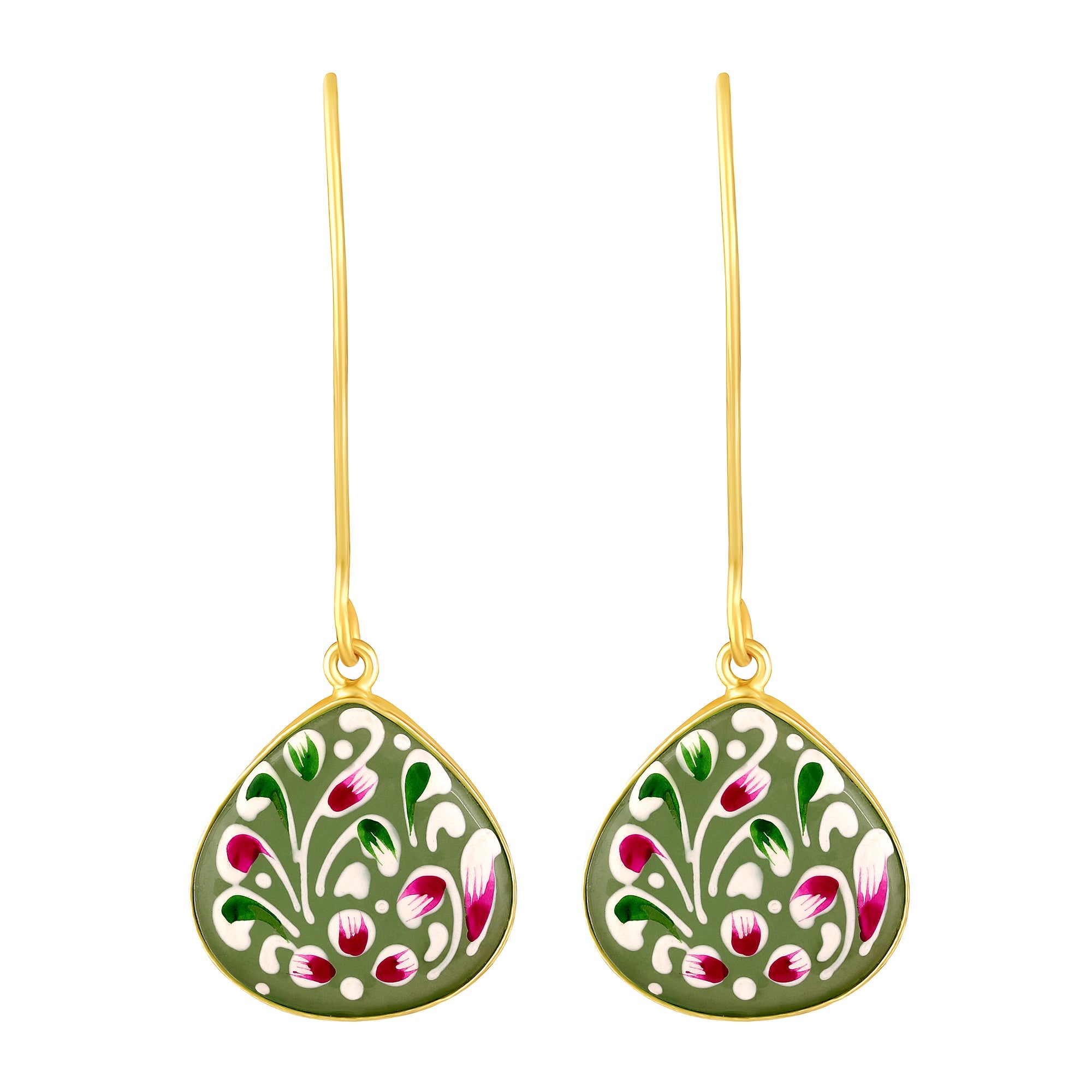 Gold Plated Hand-Painted Earrings