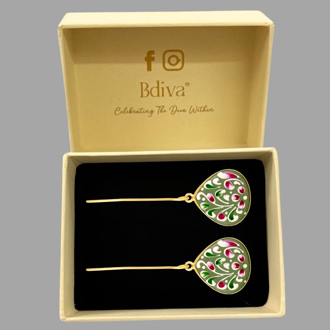 Gold Plated Hand-Painted Earrings