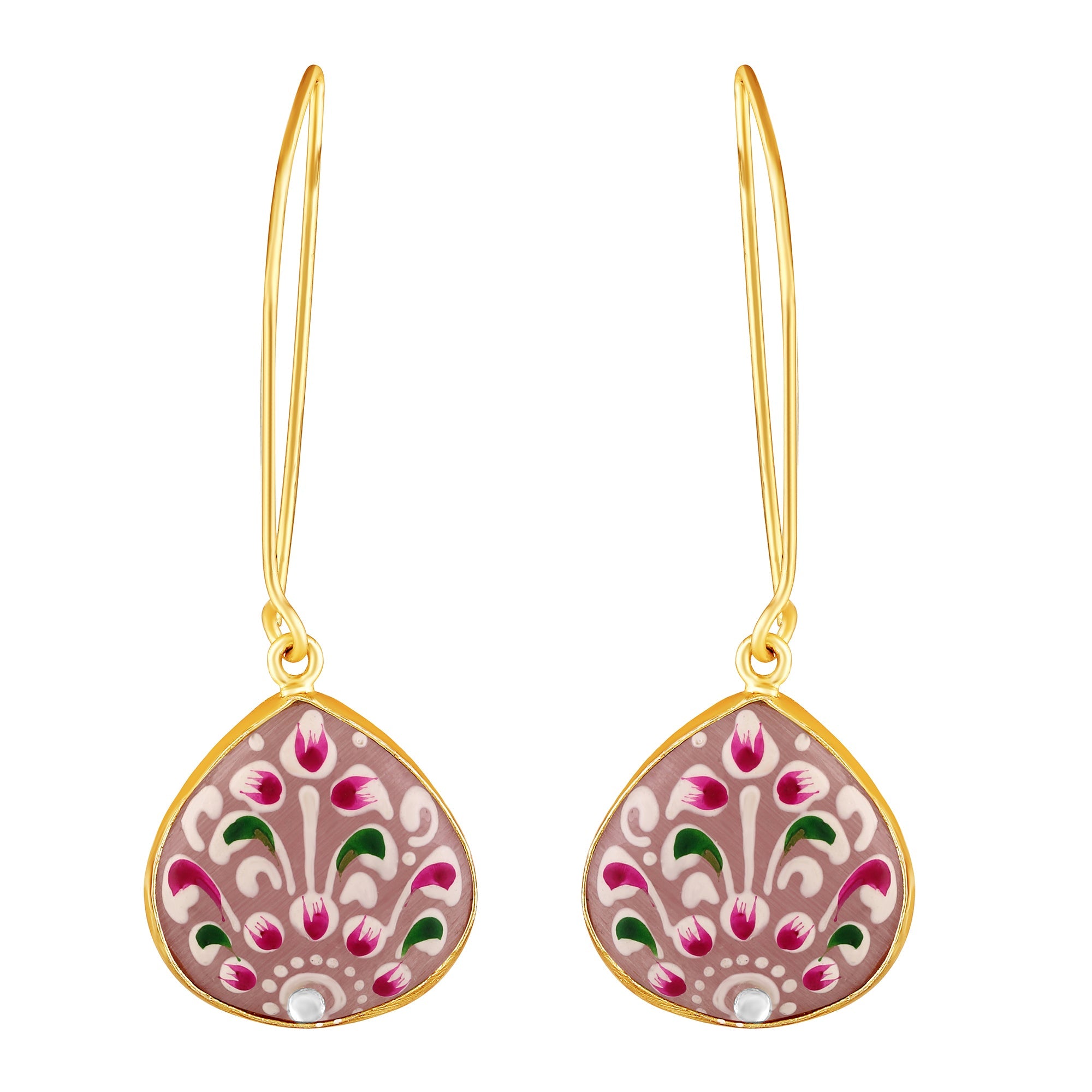 Gold Plated Hand-Painted Earrings