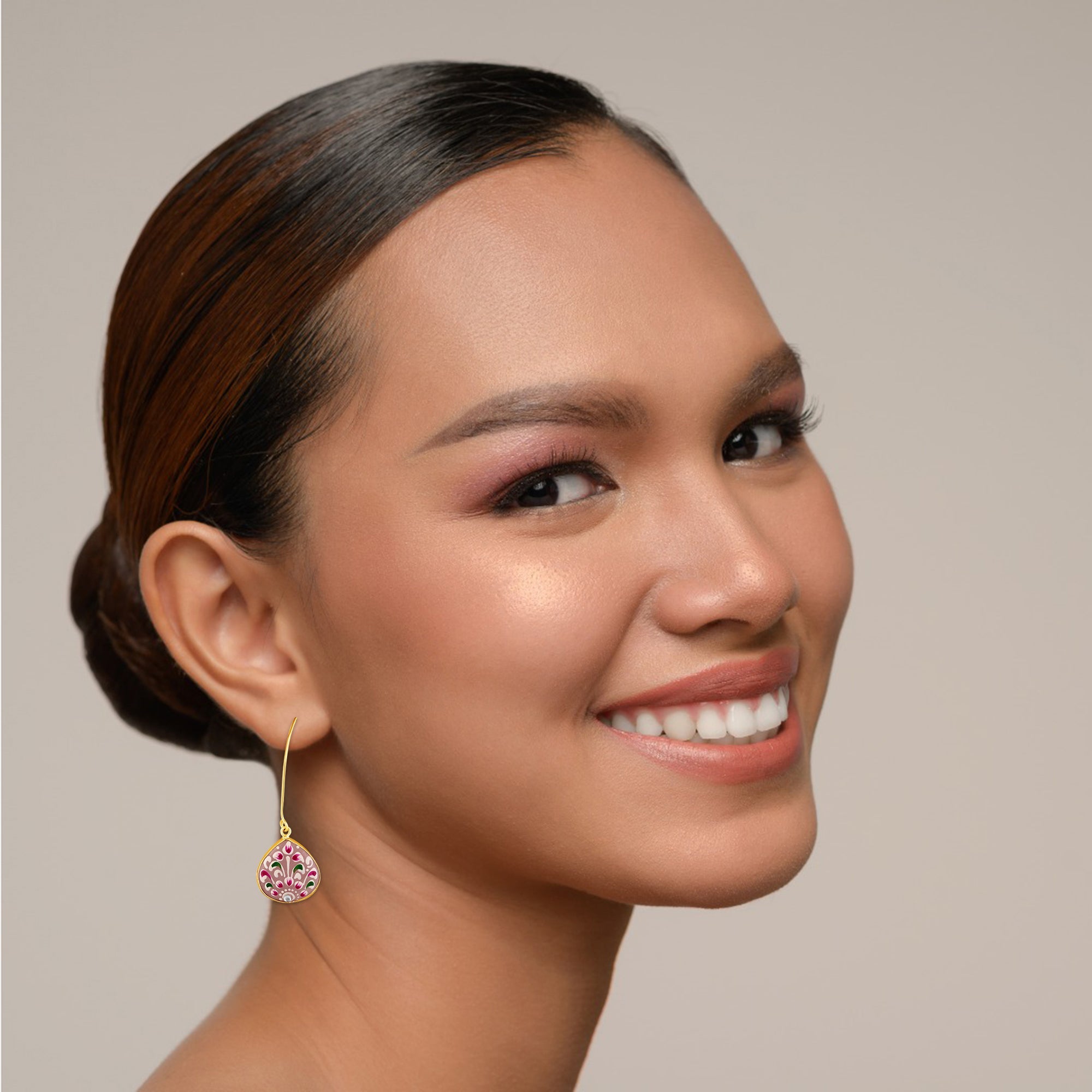 Gold Plated Hand-Painted Earrings