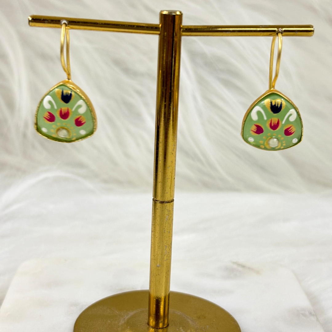 Gold Plated Hand-Painted Earrings