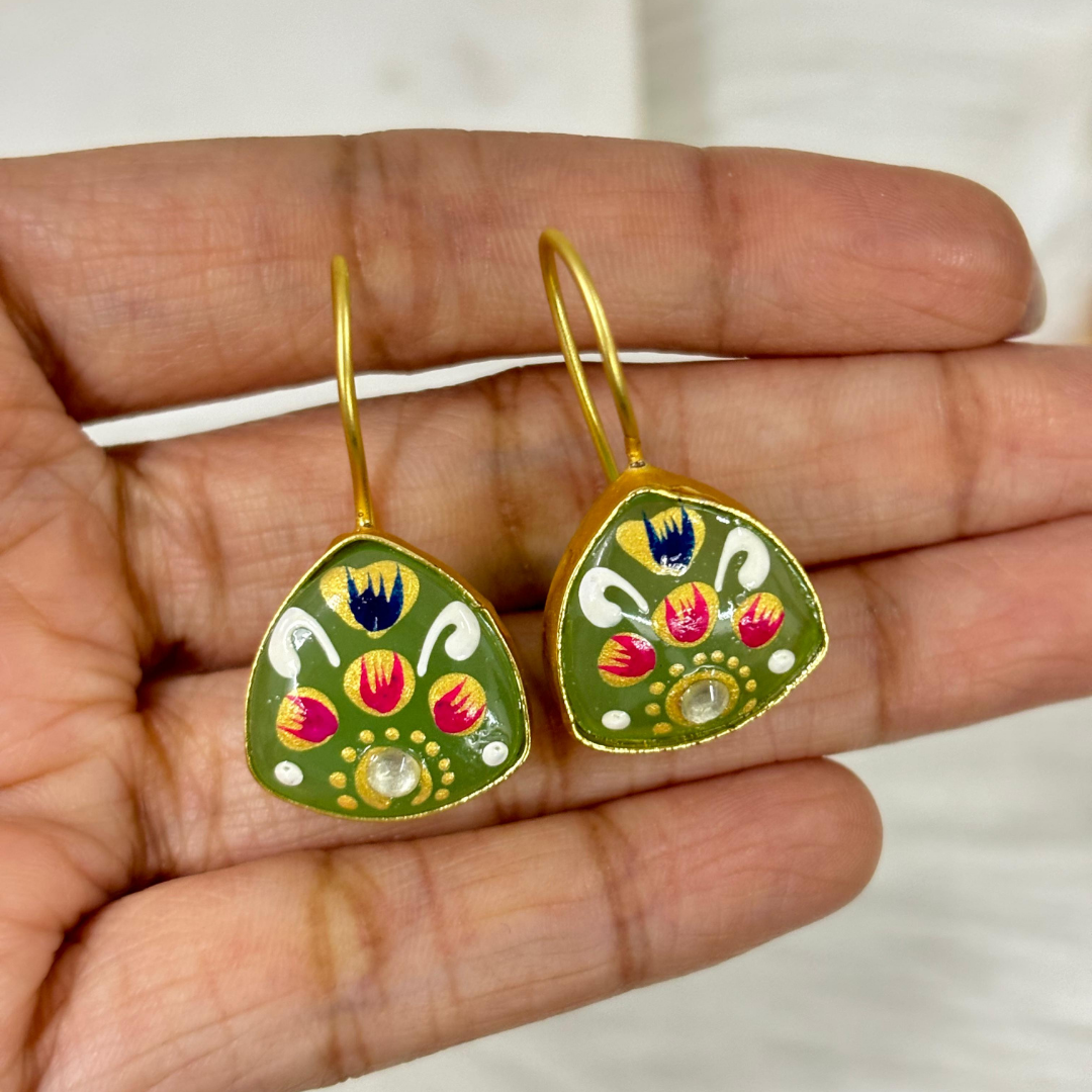 Gold Plated Hand-Painted Earrings