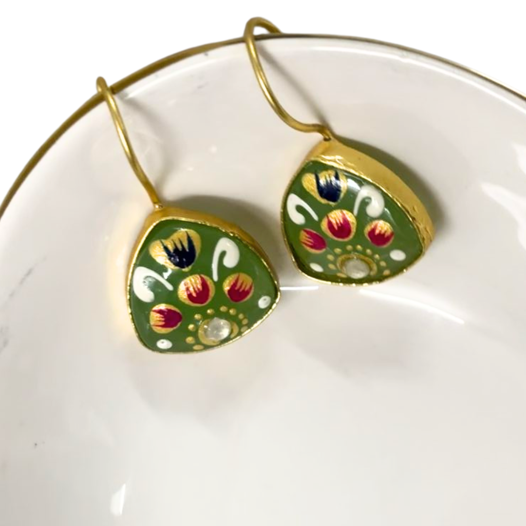 Gold Plated Hand-Painted Earrings