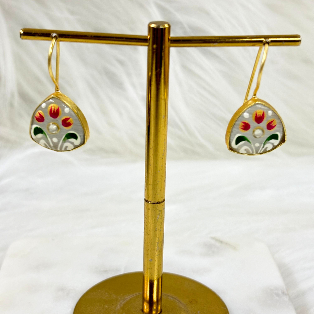 Gold Plated Hand-Painted Earrings