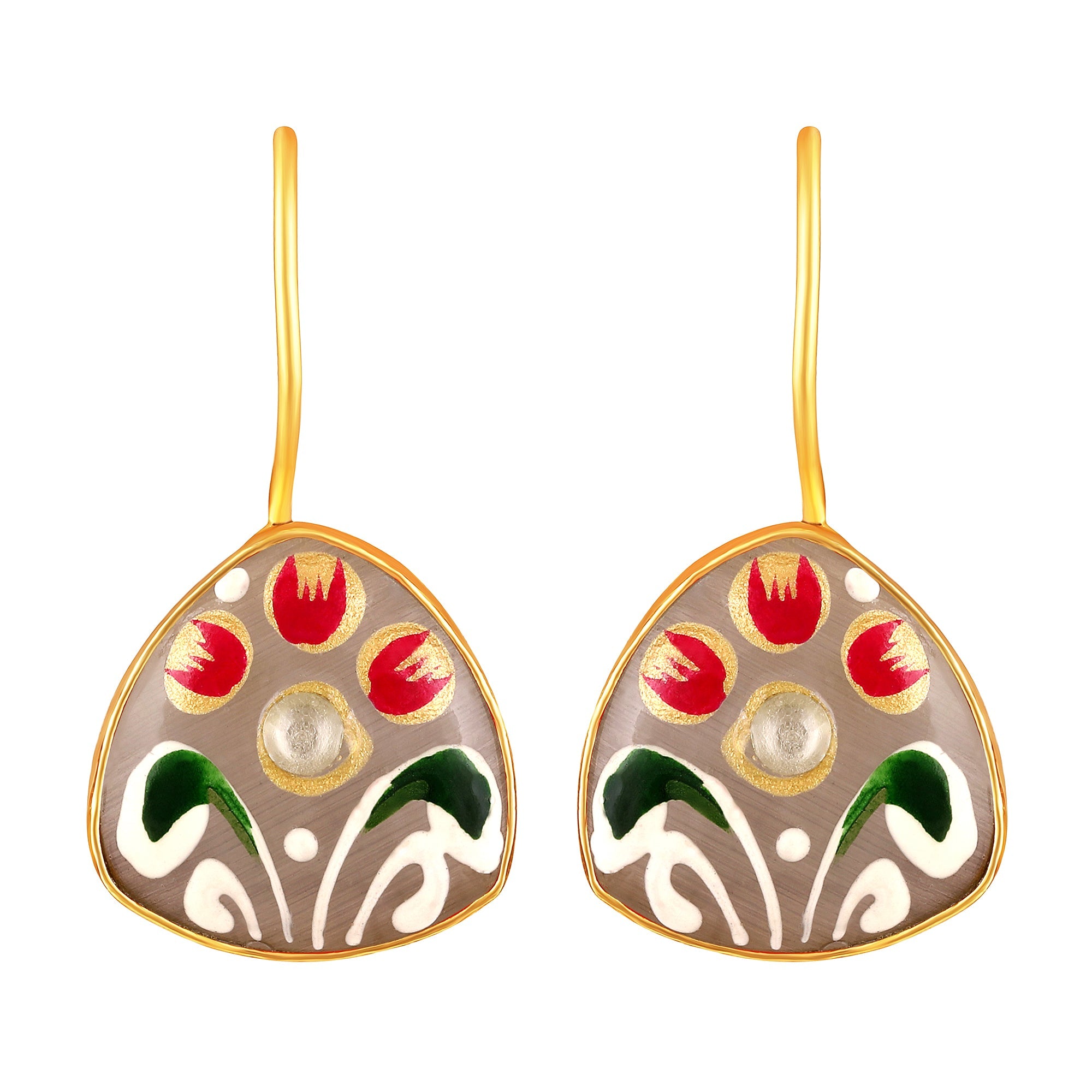 Gold Plated Hand-Painted Earrings
