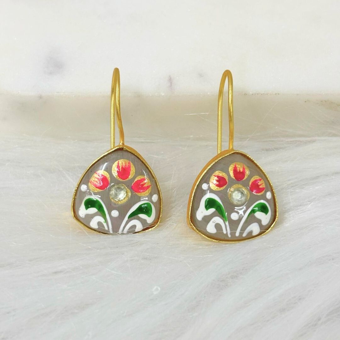 Gold Plated Hand-Painted Earrings