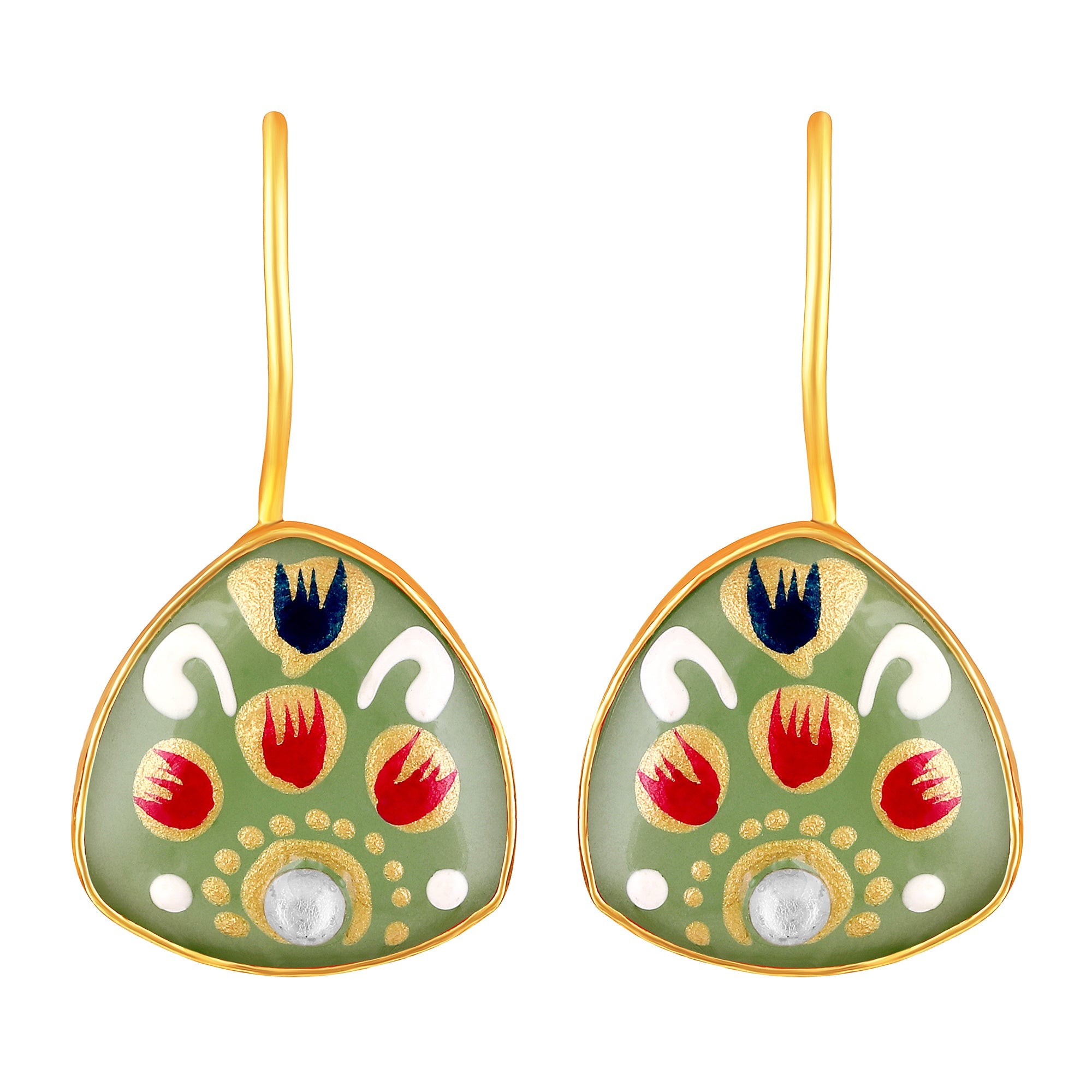Gold Plated Hand-Painted Earrings