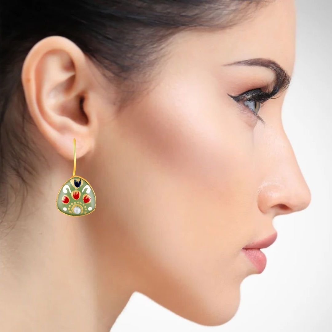 Gold Plated Hand-Painted Earrings