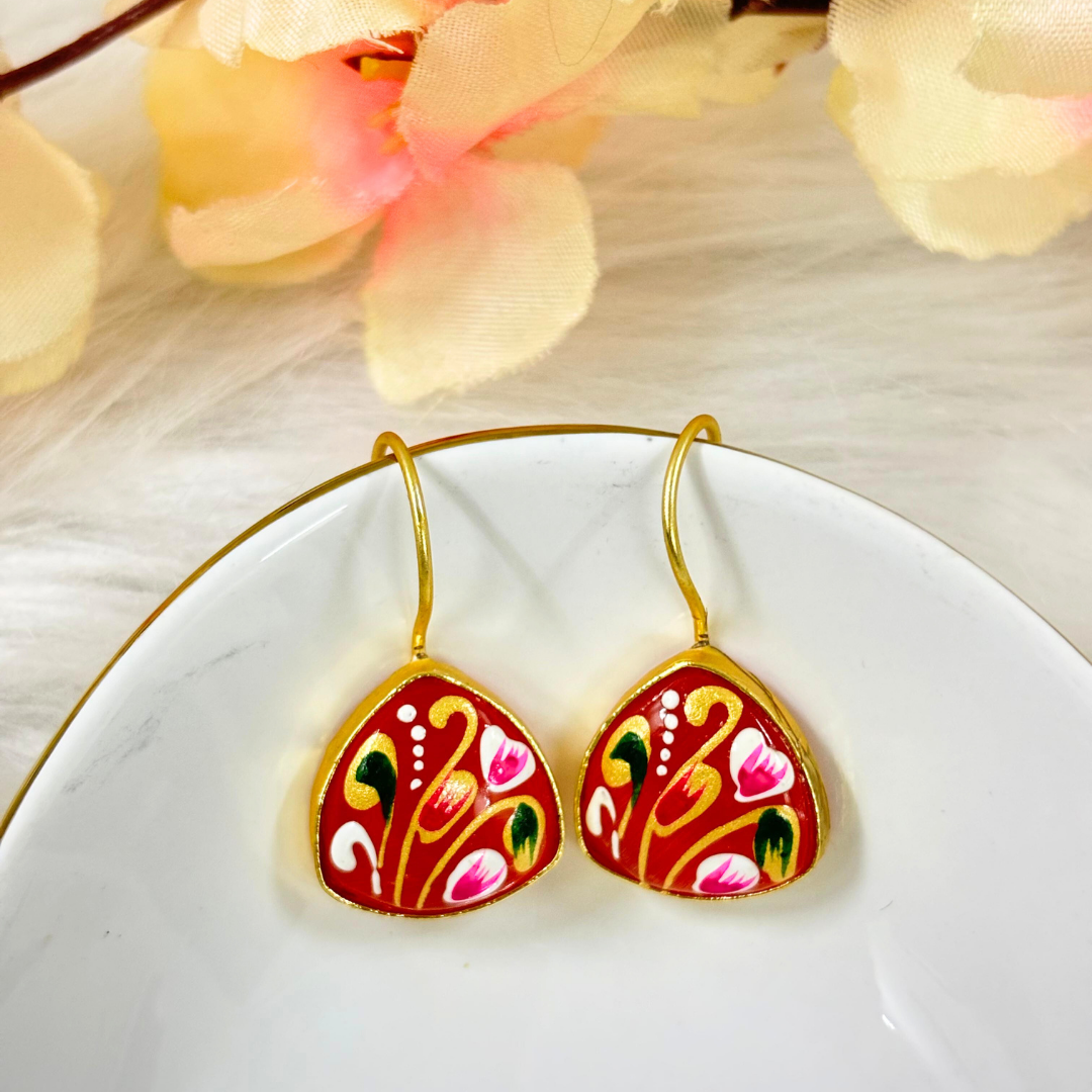 Gold Plated Hand-Painted Earrings