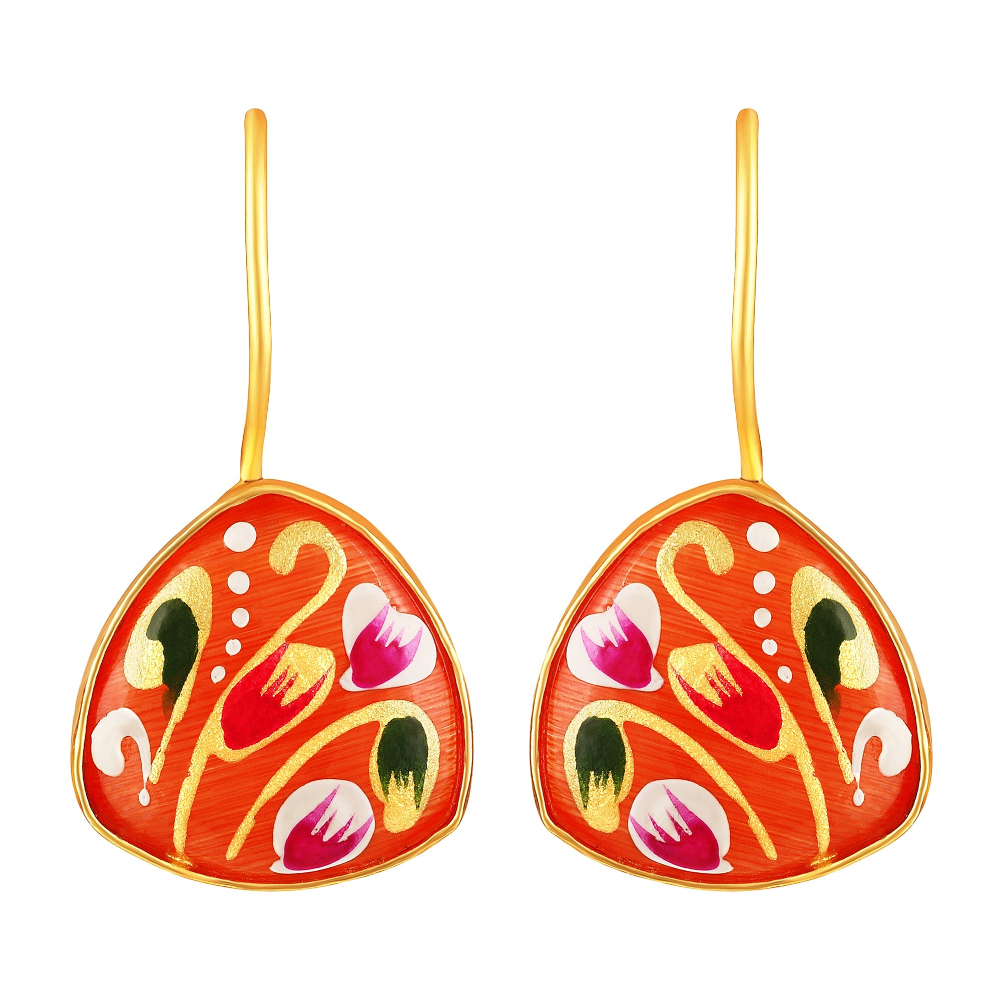 Gold Plated Hand-Painted Earrings