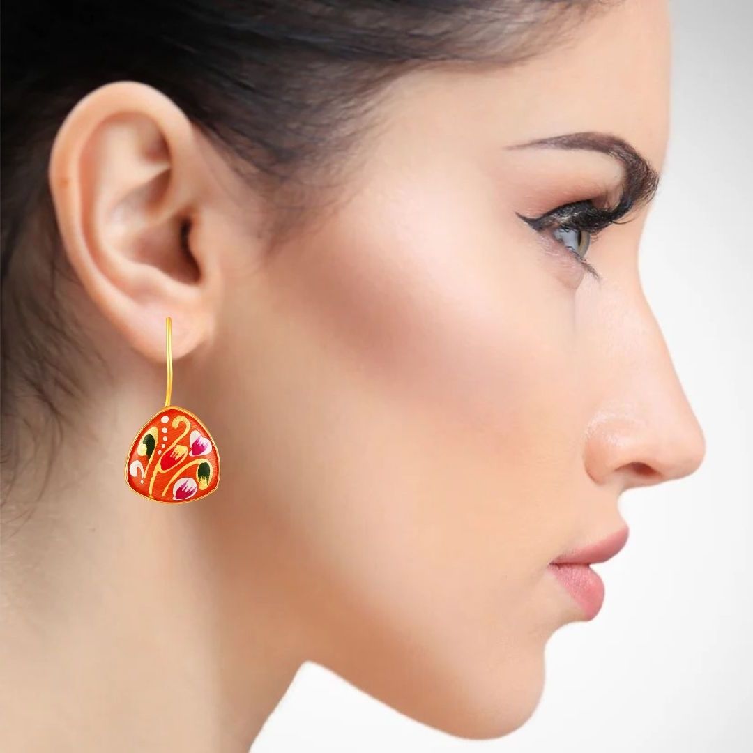 Gold Plated Hand-Painted Earrings