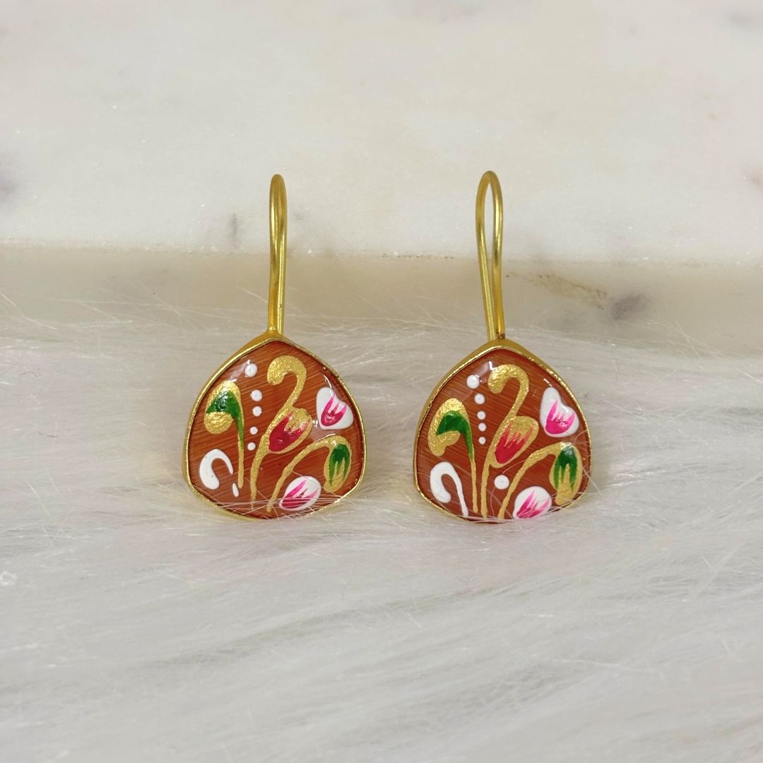 Gold Plated Hand-Painted Earrings
