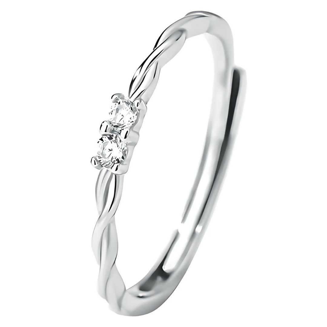 Brd Jewelry 925 Sterling Silver Twisted Cz Stone Silver Ring I Adjustable Silver Ring For Women & Girls