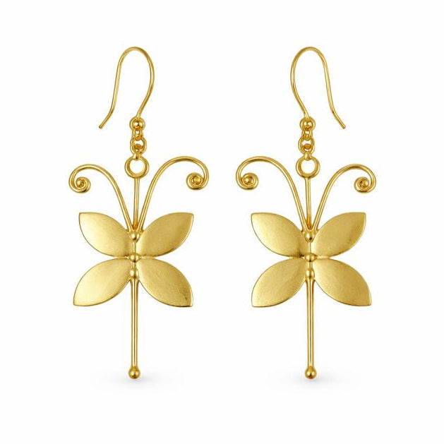 Gold-Plated Butterfly Hook Earrings