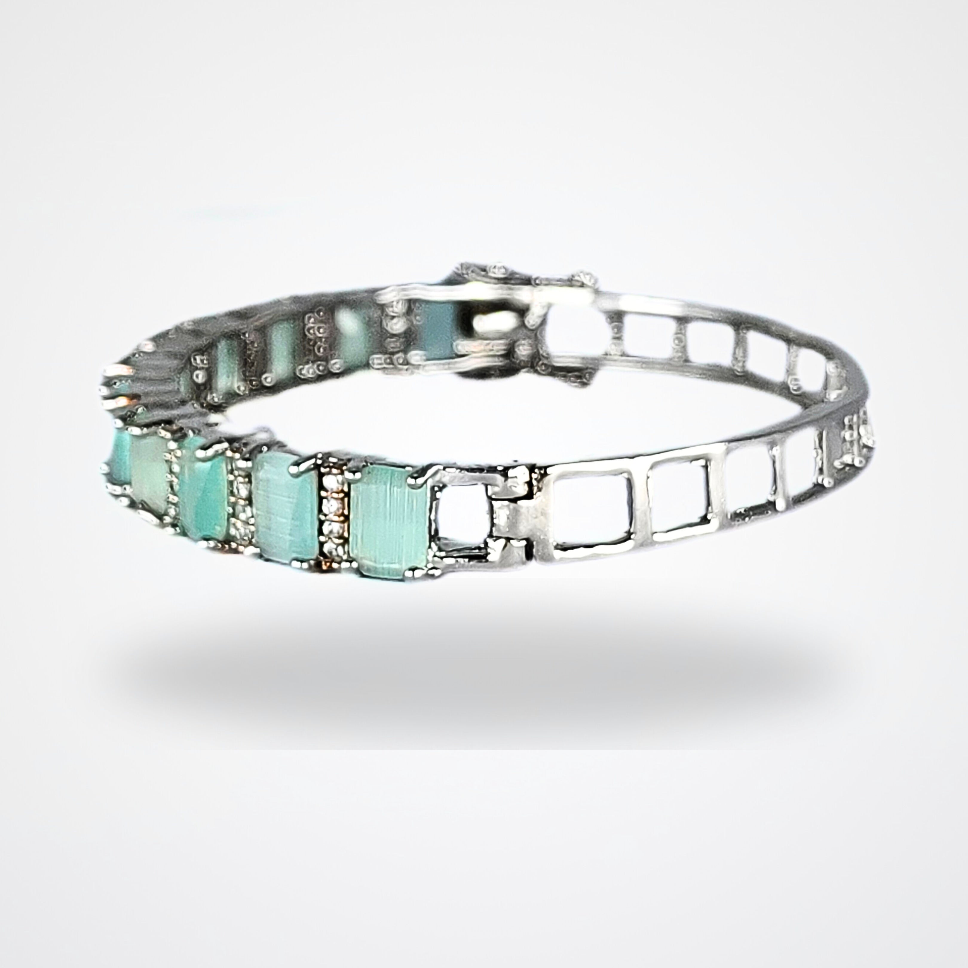 Rhodium Plated Turquoise Tennis Bracelet