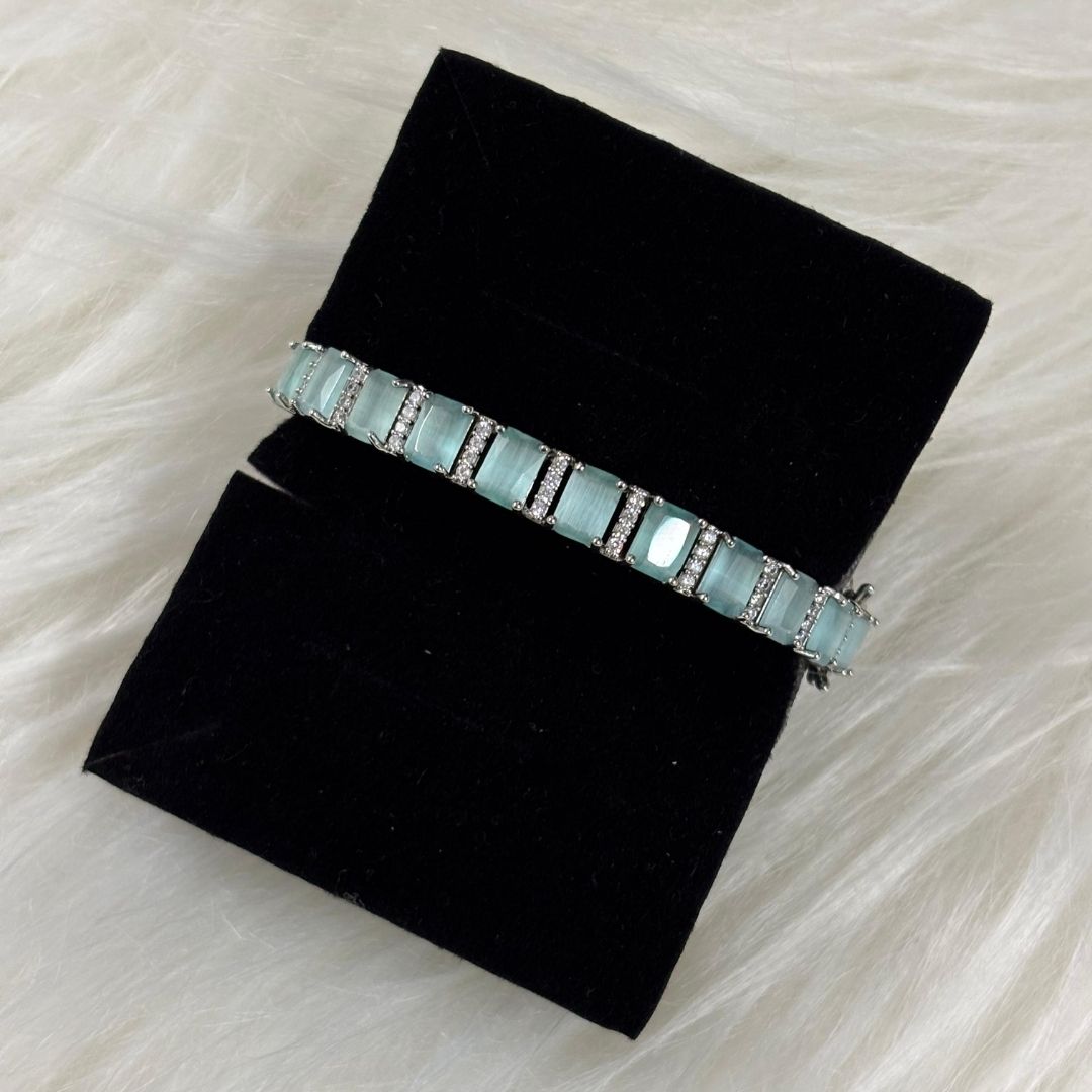 Rhodium Plated Turquoise Tennis Bracelet