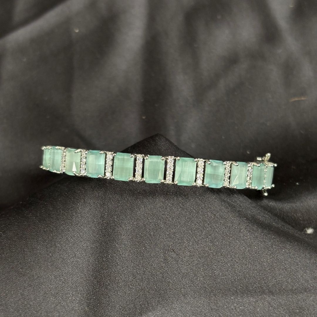Rhodium Plated Turquoise Tennis Bracelet